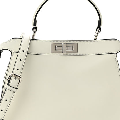 Fendi Vitello Seta Nappa Fendi Roma Stampa Medium Peekaboo I SEE U Satchel White Black 8 of 10