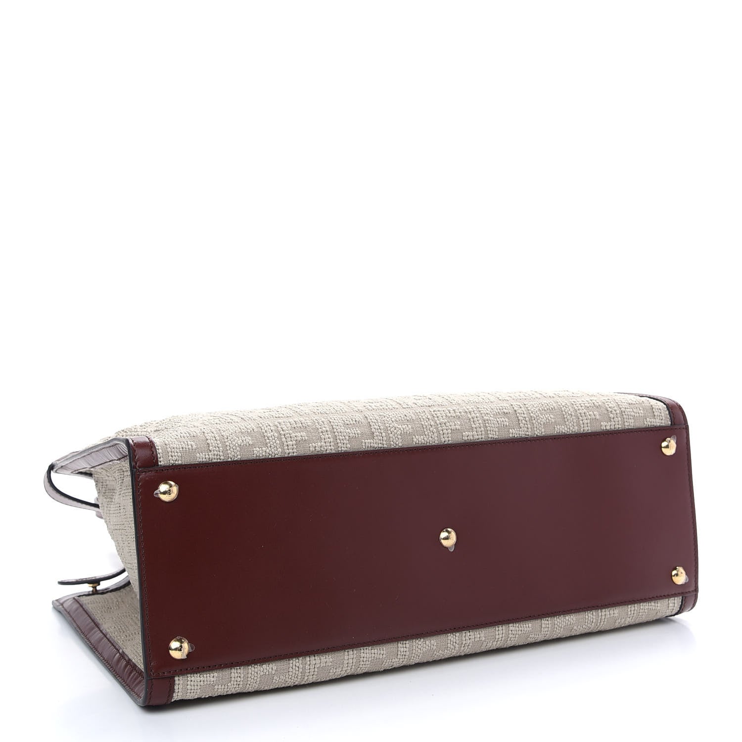 Fendi Sardinian Jacquard Vitello King FF 1974 Embroidered Medium Peekaboo X-Tote Corda Praline 4 of 10