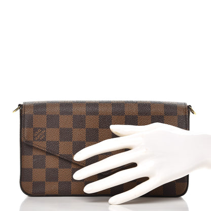 Louis Vuitton Damier Ebene Pochette Felicie Chain Wallet 2 of 8