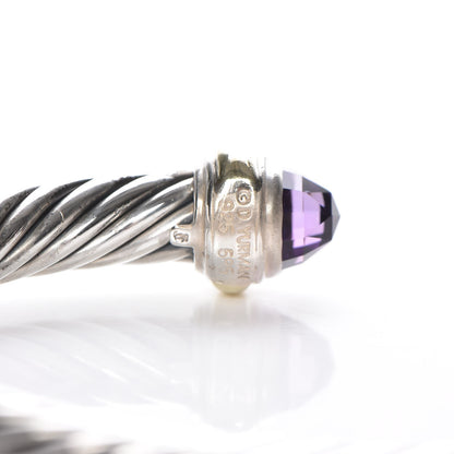 David Yurman Sterling Silver 14K Yellow Gold Amethyst 7mm Cable Classics Bracelet 4 of 5