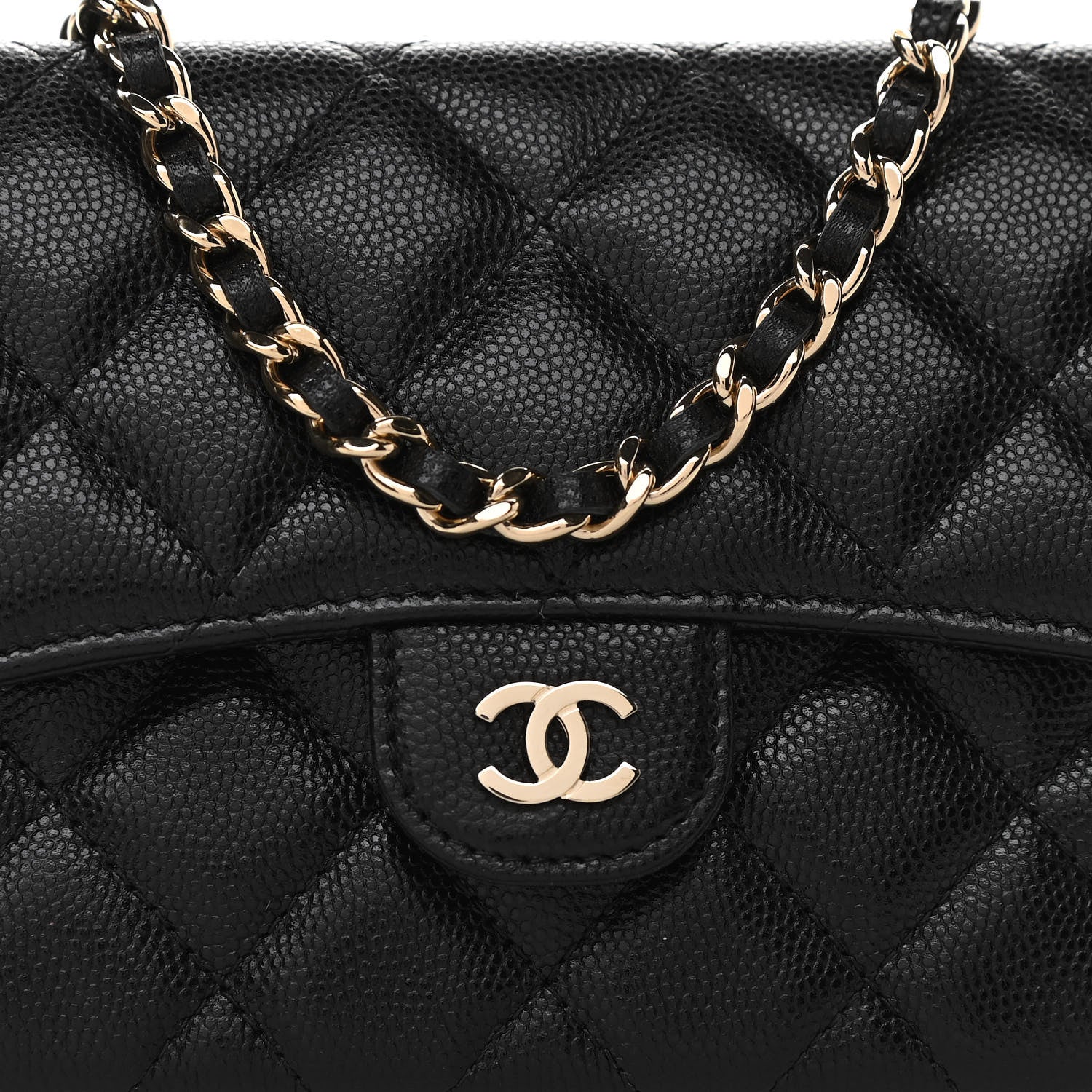 Chanel Caviar Quilted Flap Phone Holder With Chain Black 10 of 13