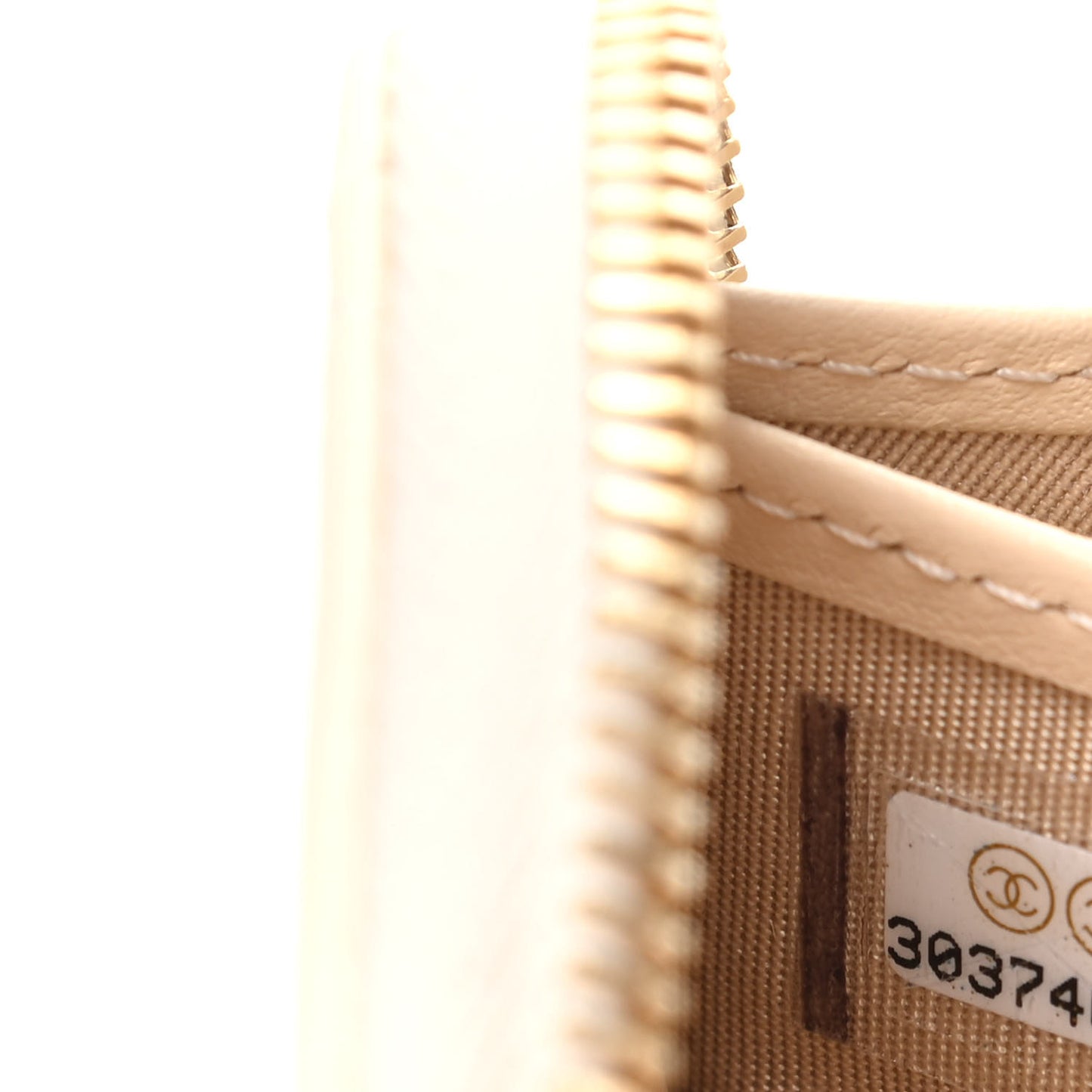Shiny Goatskin Quilted 19 Long Zipped Around Wallet Beige