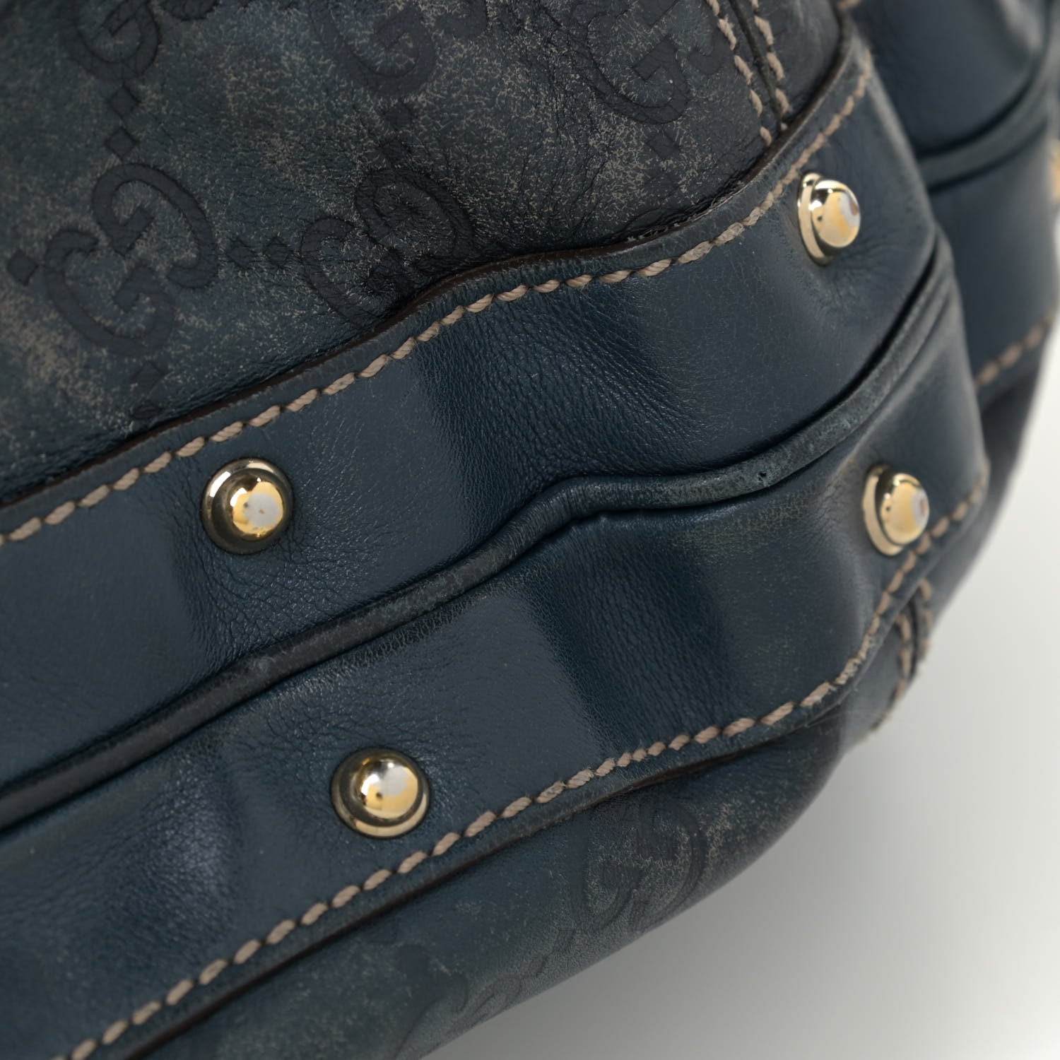 Gucci Guccissima Large Biba Studded Hobo Blue 17 of 18