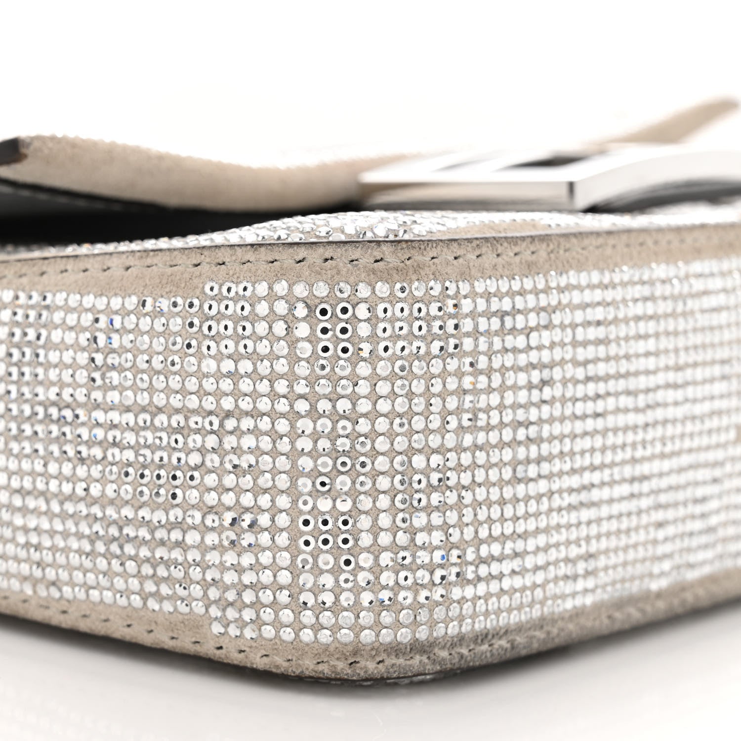 Fendi Crystal Vitello Laminato FF Mini Baguette Crystal Argento 9 of 12