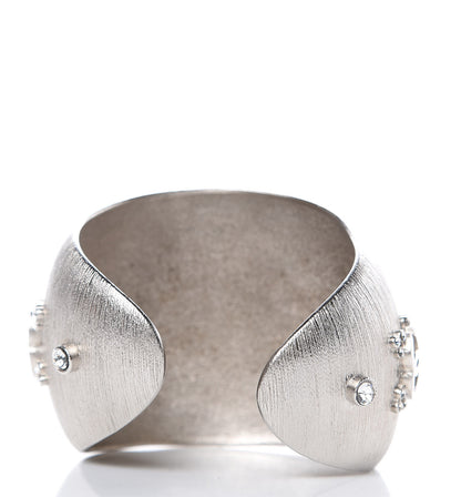 Chanel Textured Crystal CC Cuff Silver 4 of 4