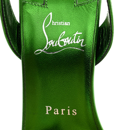 Christian Louboutin Metallic Calfskin O Marylin 100 Slingback Sandal Heels 39 Spinach 40 4 of 9