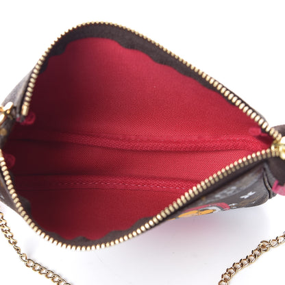 Louis Vuitton Monogram 2019 Christmas Animation Mini Courchevel Pochette Accessories Fuchsia 5 of 7