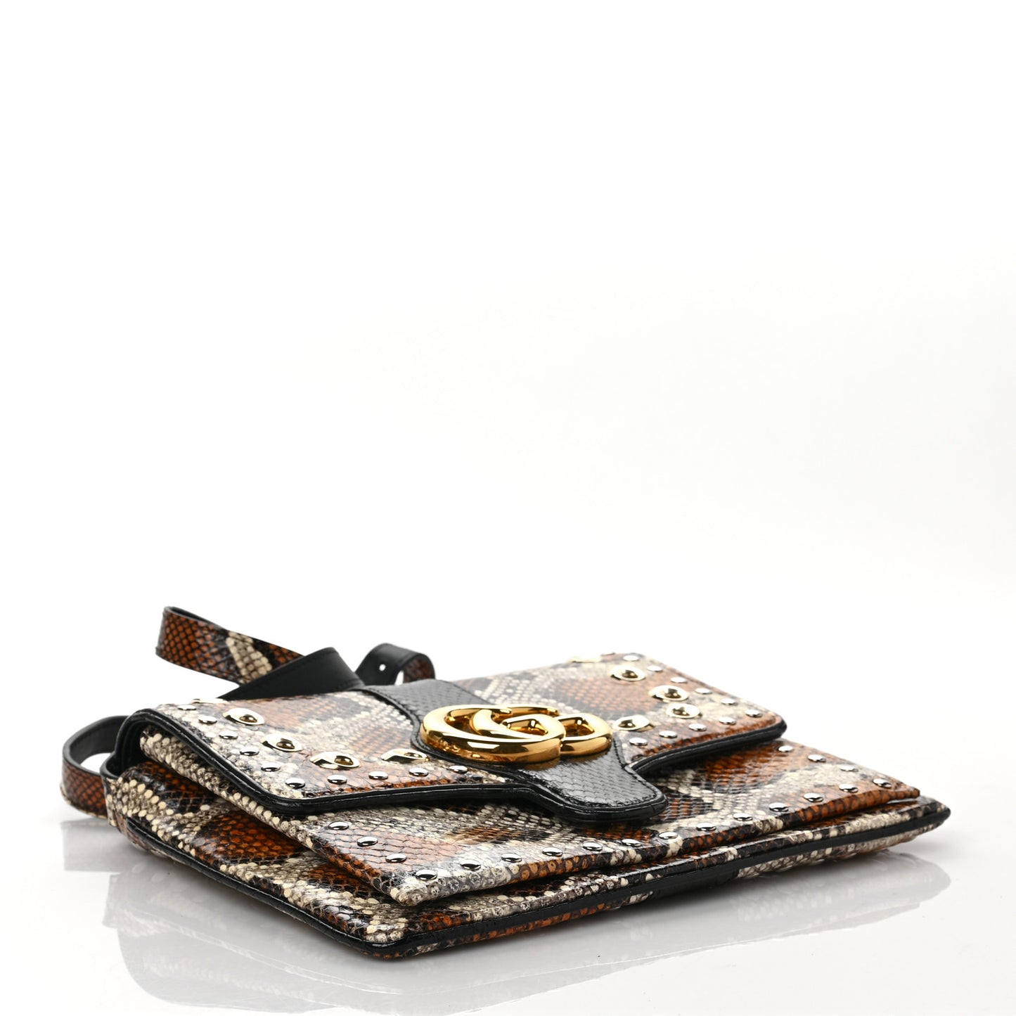 Snakeskin Medium Arli Flap Shoulder Bag Cognac Black