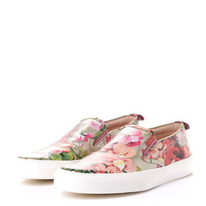 Gucci Calfskin Blooms Print Womens Slip On Sneakers 38.5 Gold Multicolor Dry Rose 3 of 11