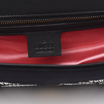 Gucci Velvet Matelasse Marquise Crystals Embroidered Small GG Marmont Shoulder Bag Black 6 of 12