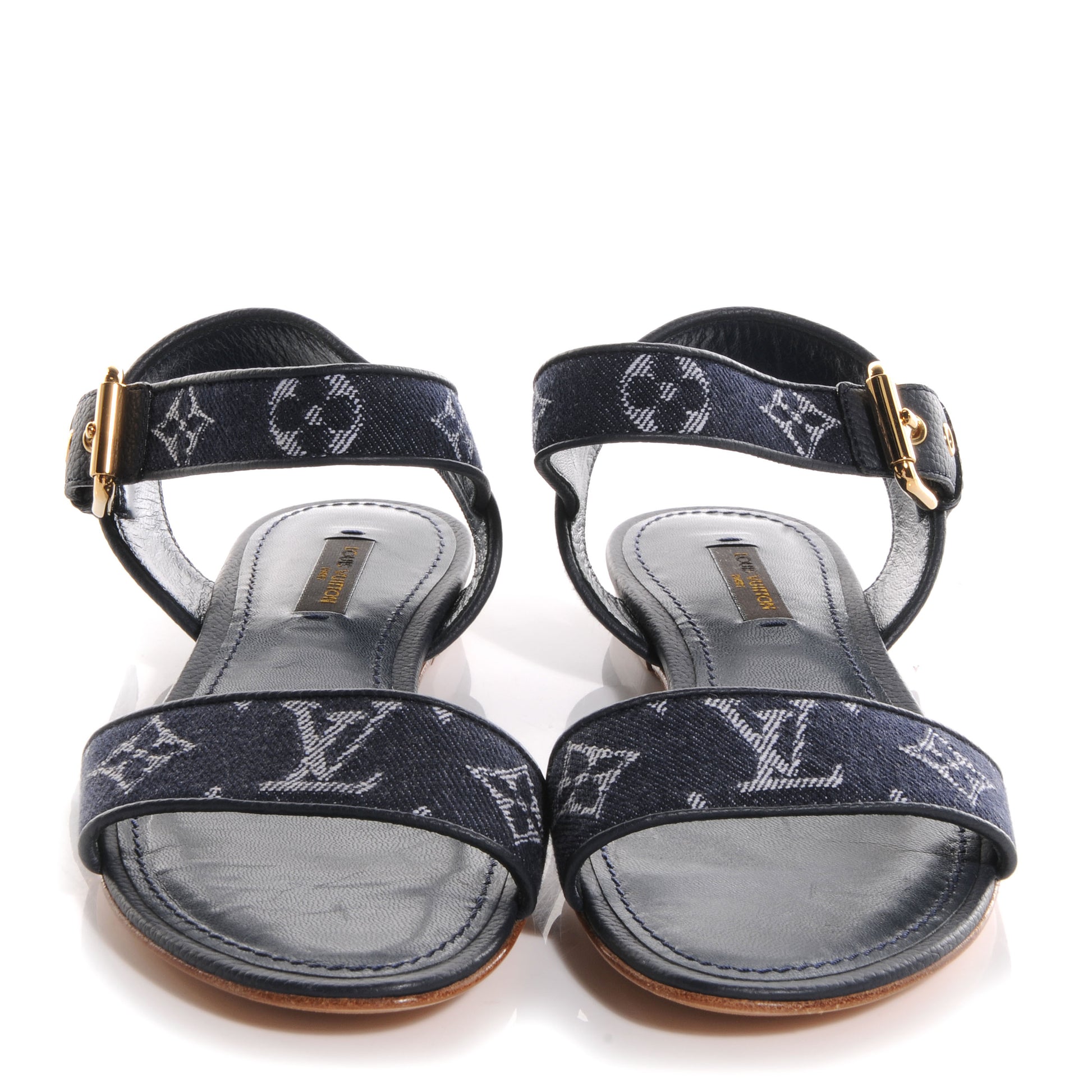 Louis Vuitton Denim Monogram Formentera Flat Sandals 36.5 Blue 2 of 7