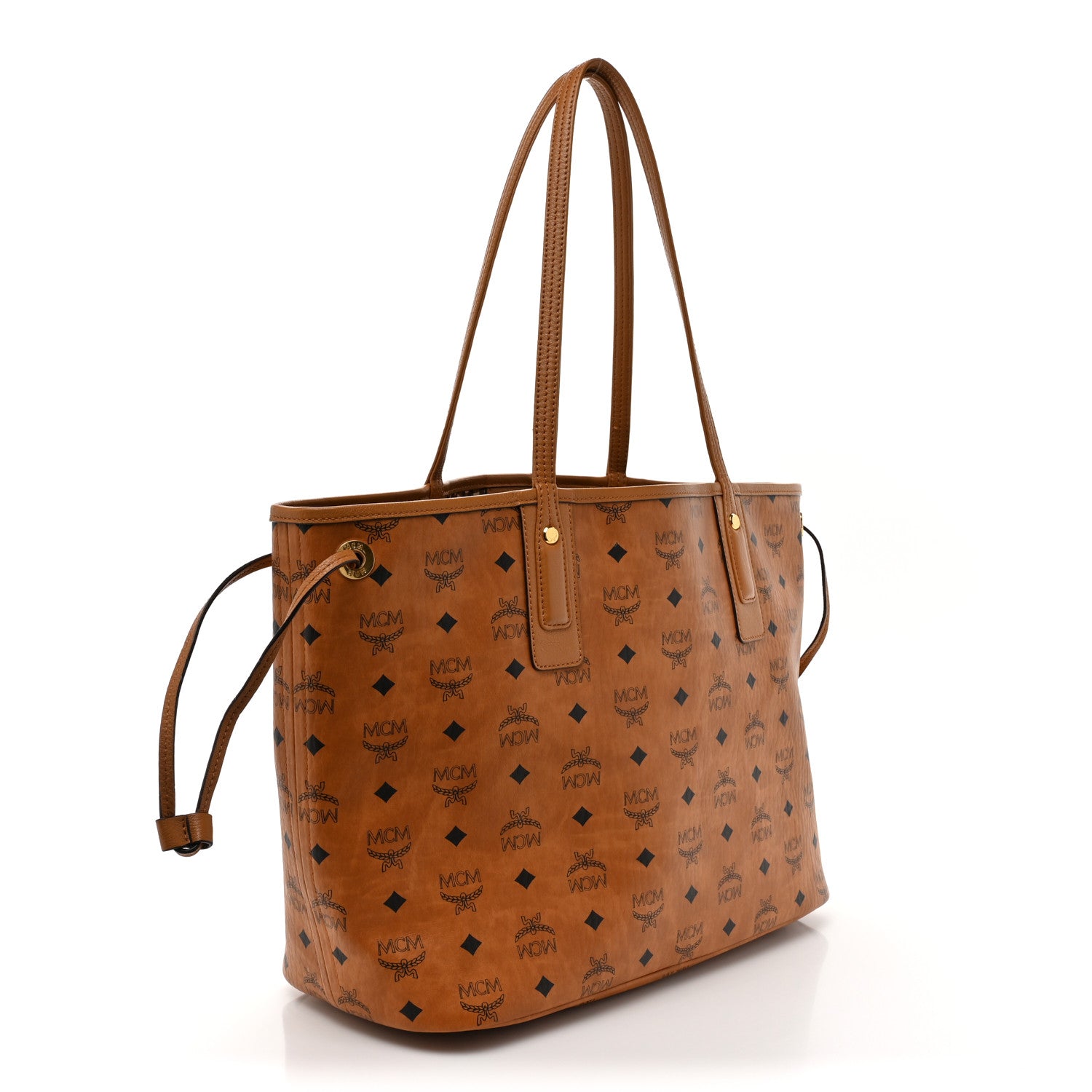 MCM Visetos Medium Liz Reversible Shopper Tote Cognac 4 of 19