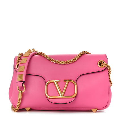 Valentino Garavani Nappa Stud Sign Shoulder Bag Feminine Pink 1 of 9