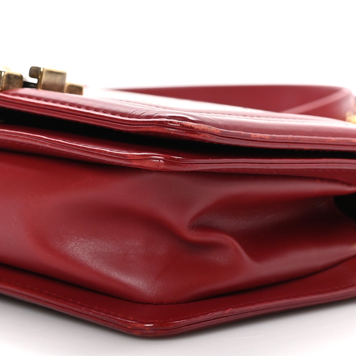 Glazed Calfskin Small Boy Flap Red