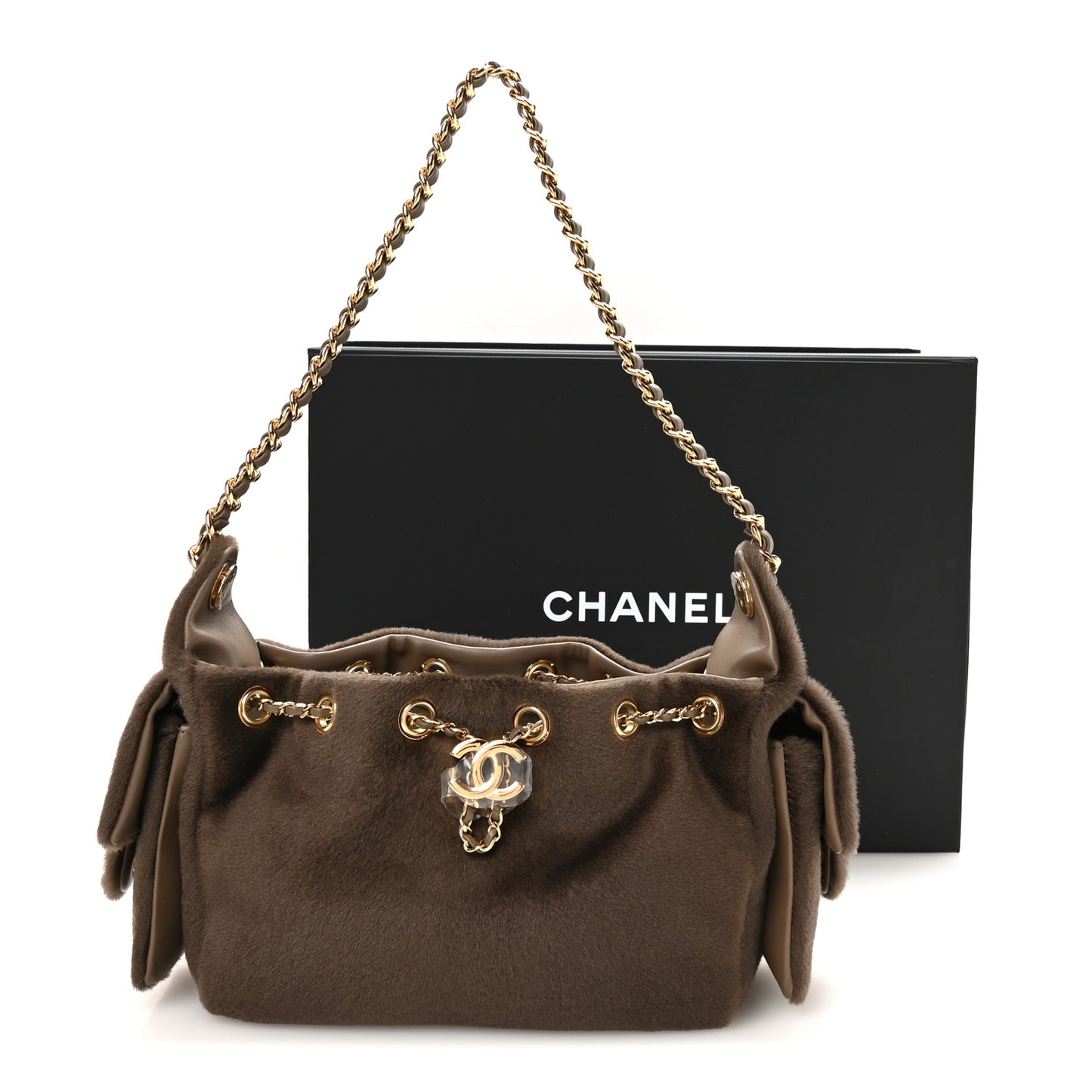 Pony Hair Mini Chanel 25 Handbag Dark Khaki