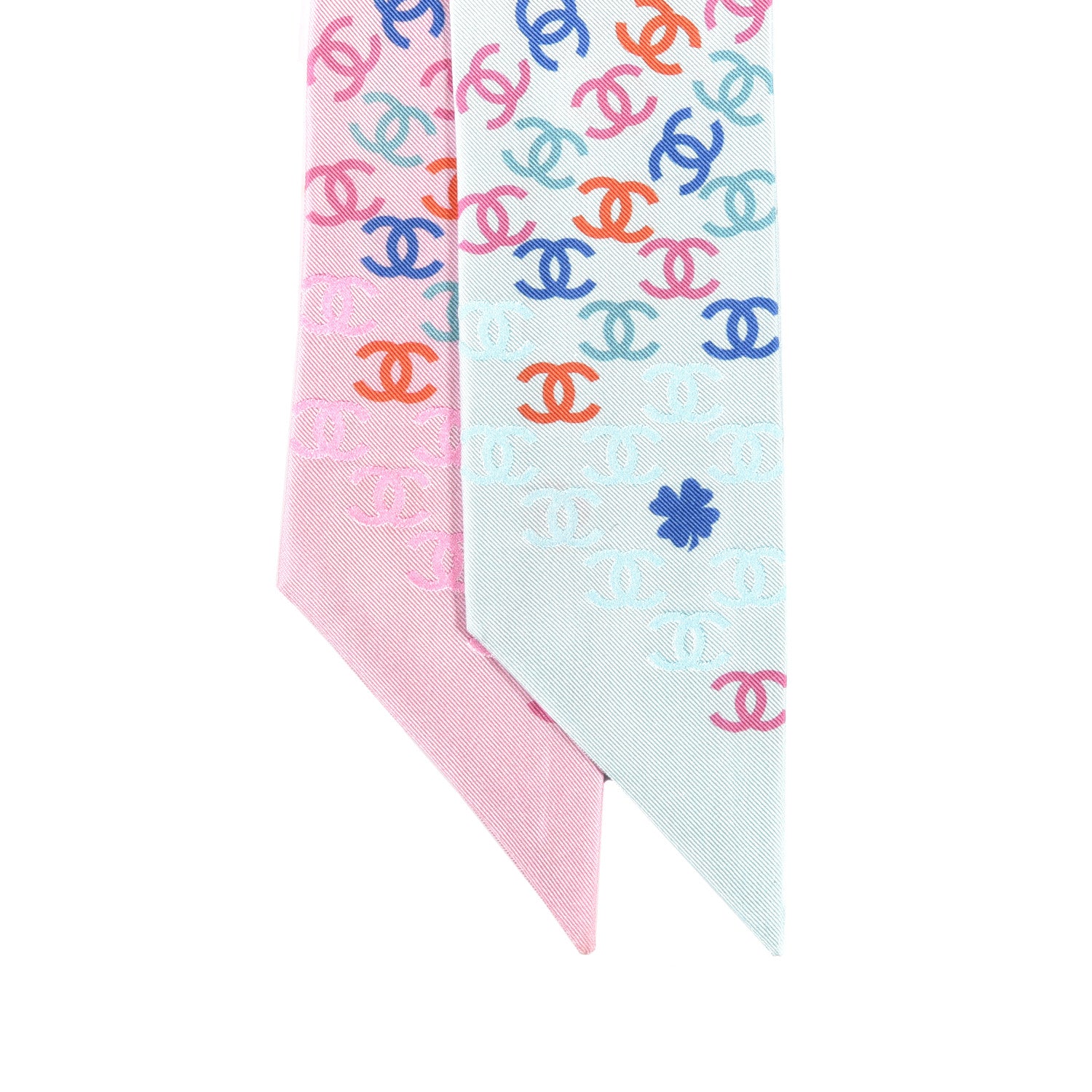 Chanel Silk CC Slim Bandeau Pink Light Blue Red 2 of 3