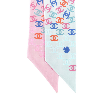 Chanel Silk CC Slim Bandeau Pink Light Blue Red 2 of 3
