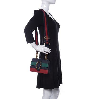 Gucci Calfskin Bamboo Web Mini Dionysus Top Handle Bag Blue Emerald Hibiscus Red 2 of 10