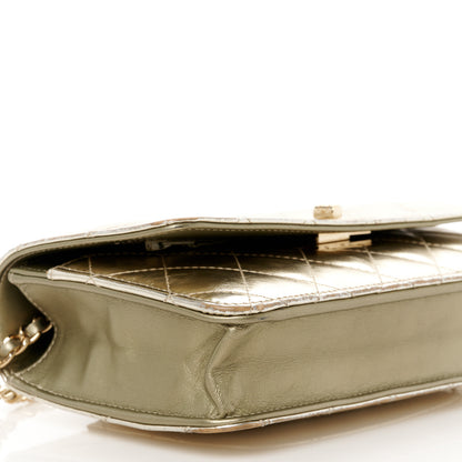 Chanel Metallic Aged Calfskin Quilted Reissue Wallet On Chain WOC Green 10 of 11