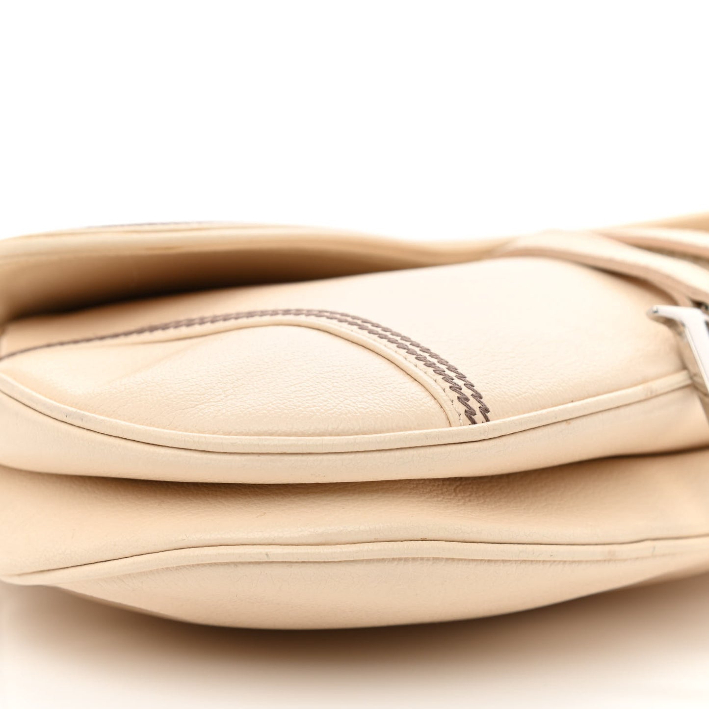 Grained Calfskin Saddle Bag Beige