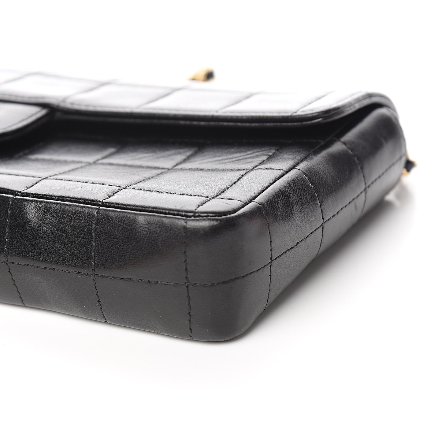 Lambskin East West Chocolate Bar Flap Black
