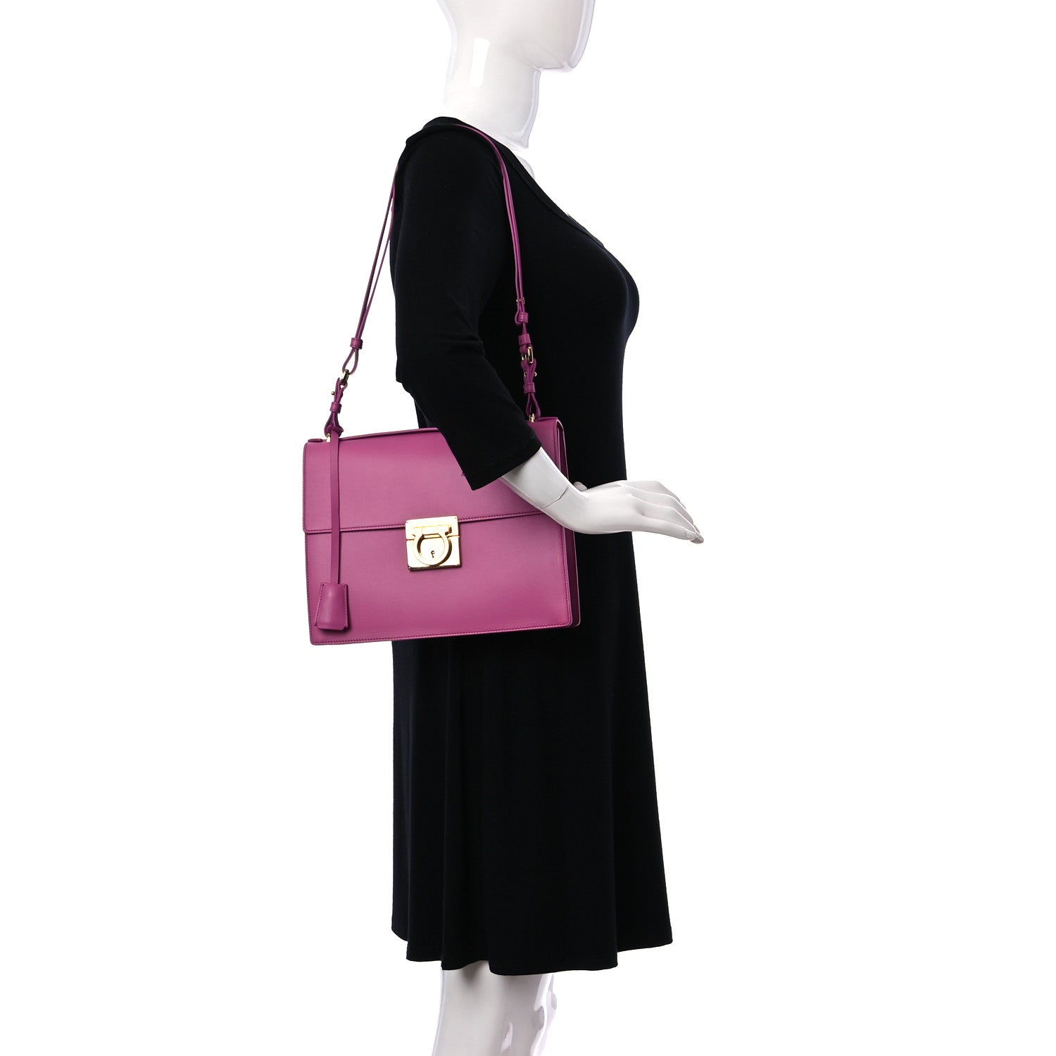 Salvatore Ferragamo Calfskin Gancio Lock Marisol Satchel 2 of 9