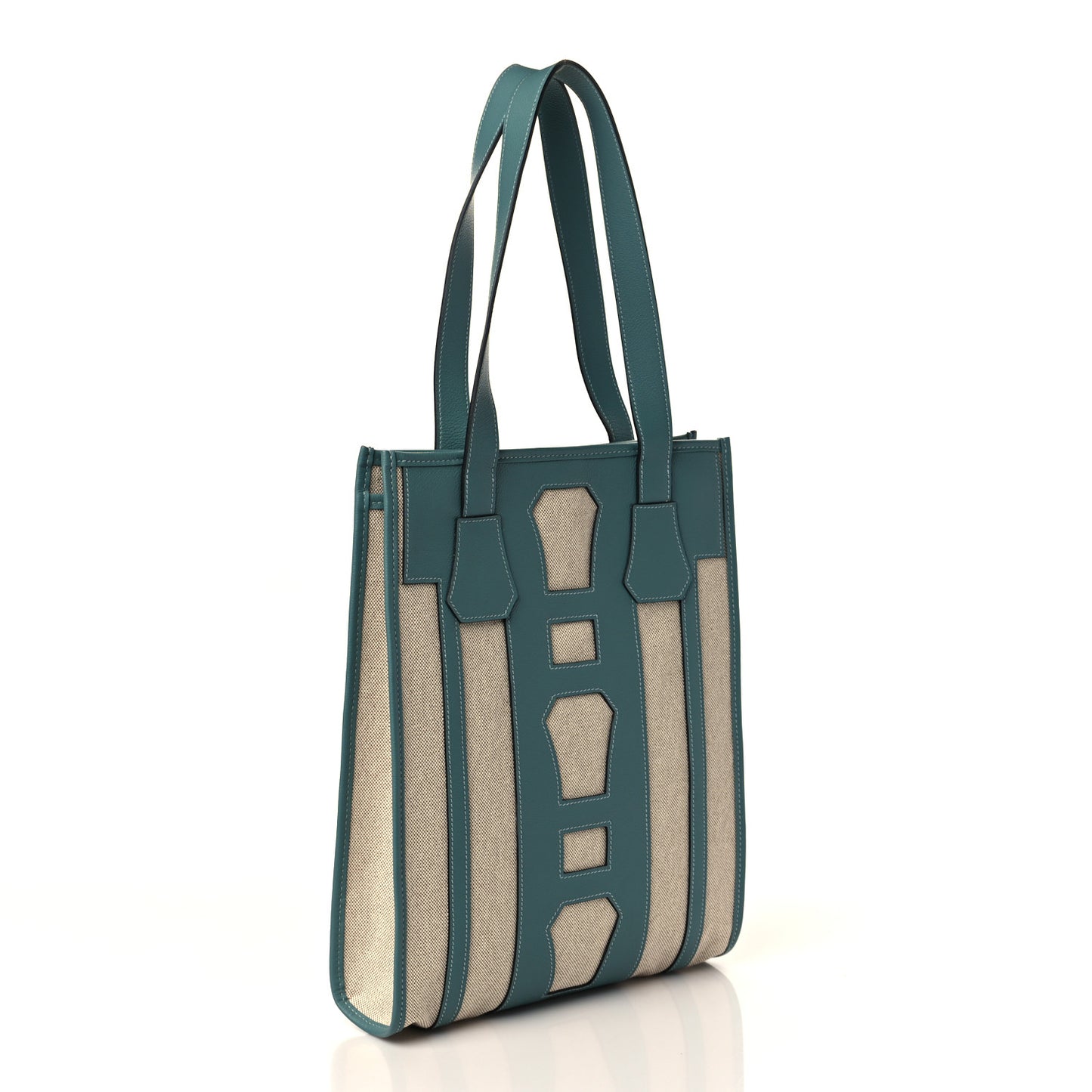 Canvas Calfskin Petit H Bell Tote Bag Bleu Violet Vert