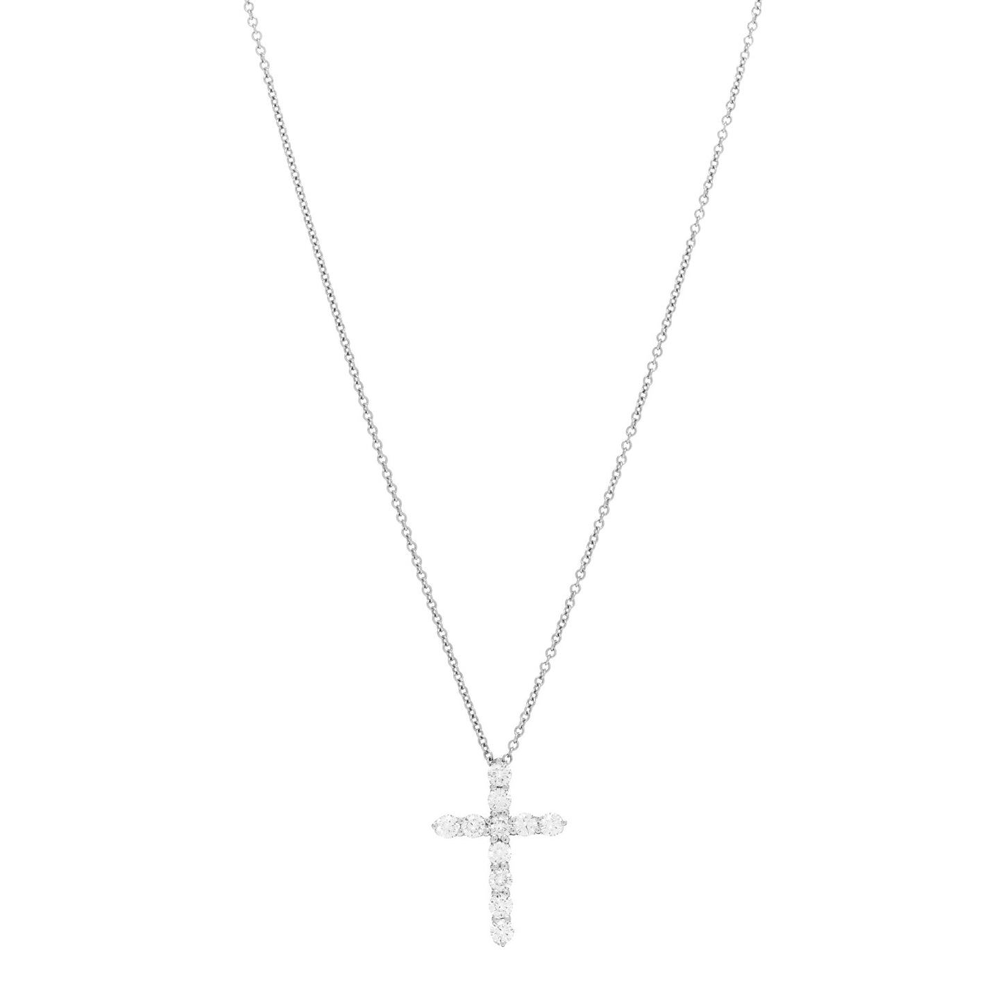 Platinum Diamond Small Cross Pendant Necklace