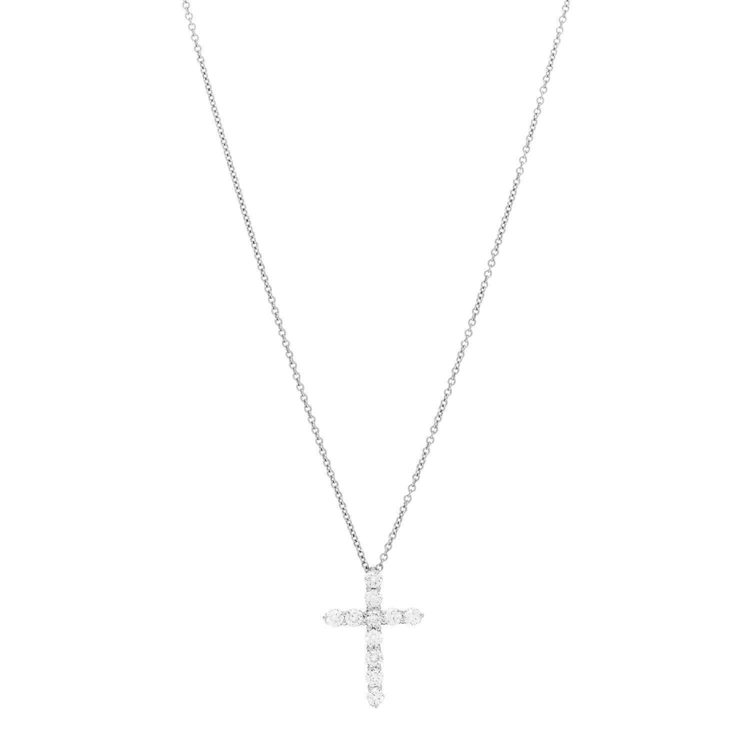 Tiffany Platinum Diamond Small Cross Pendant Necklace 1 of 5