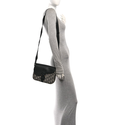 Christian Dior Oblique Jacquard Grained Calfskin Small Saddle Messenger Bag Beige Black 2 of 11