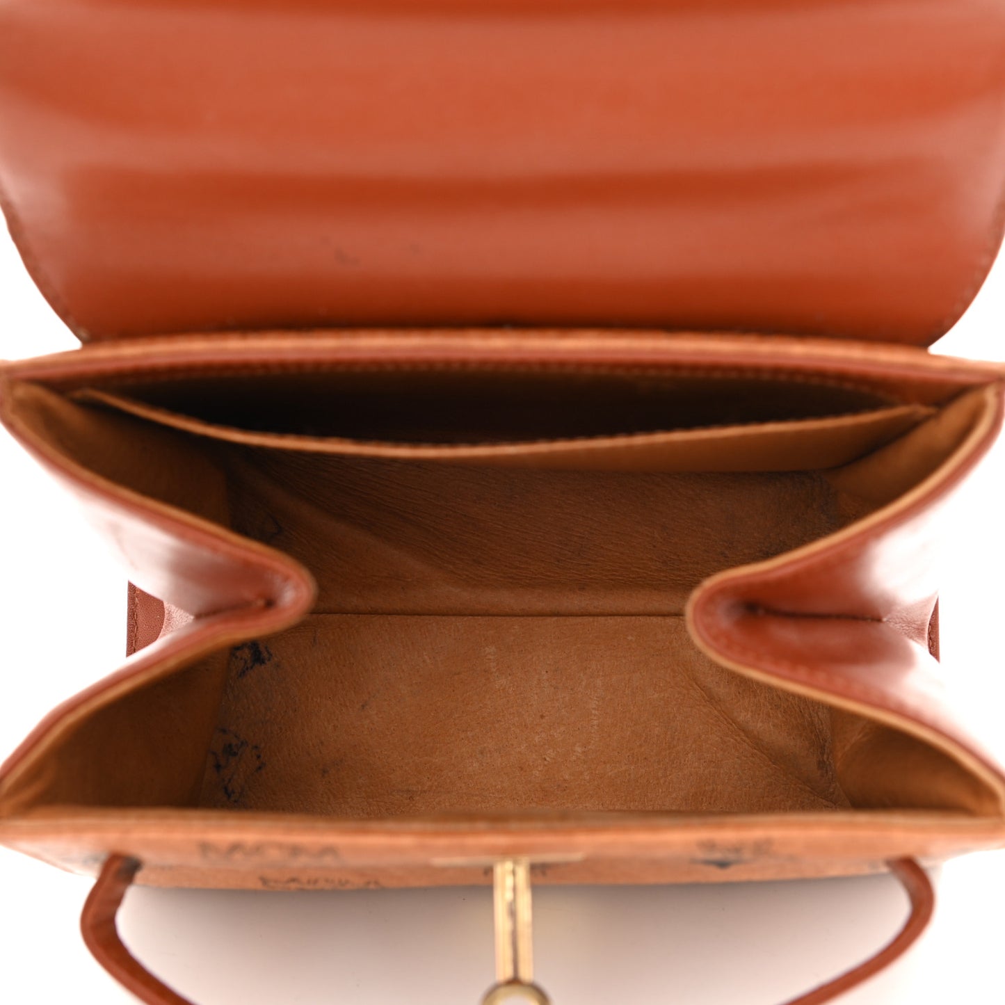 Visetos Mini Heritage Top Handle Satchel Cognac