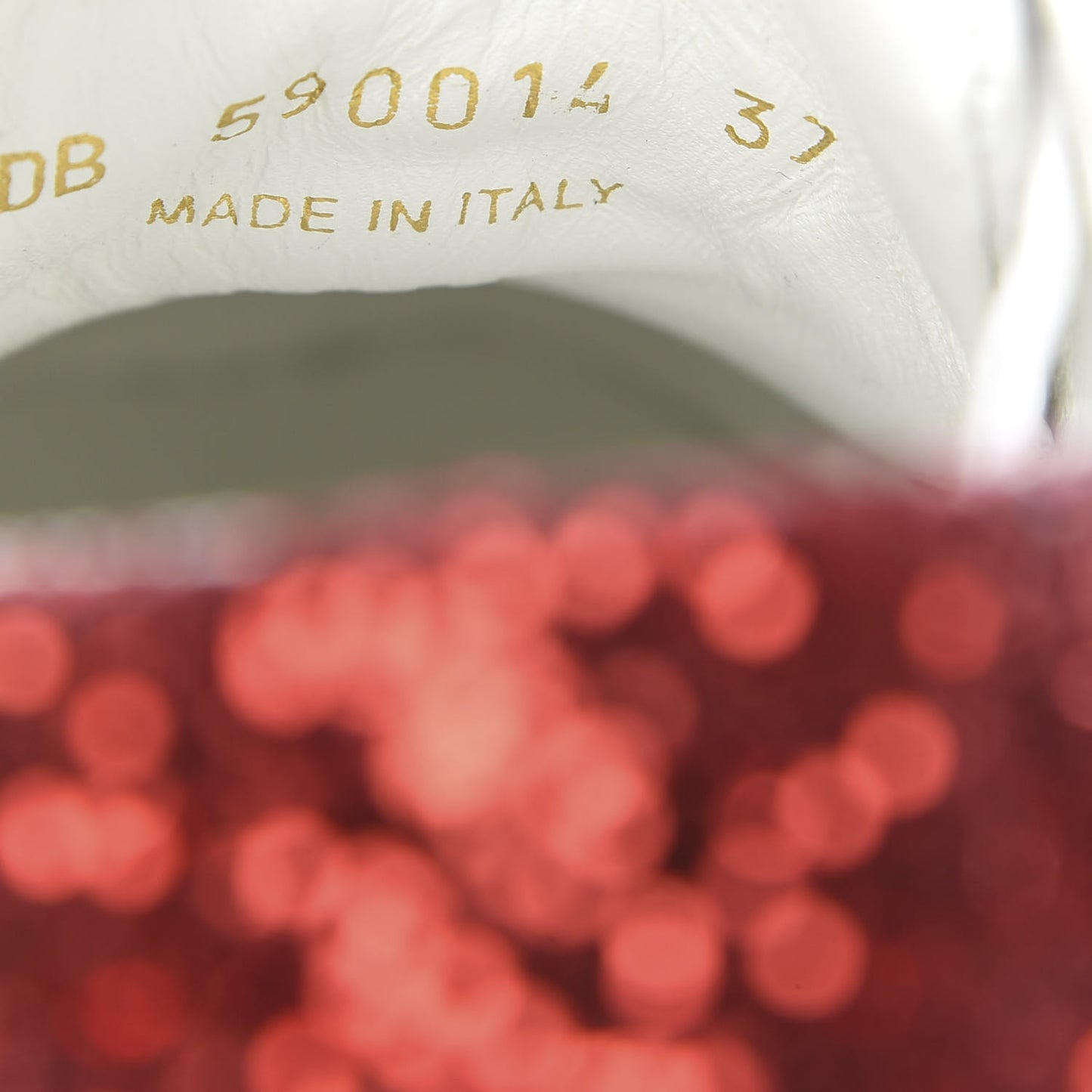 Perforated Calfskin Glitter Andy Low Top Sneakers 37 White Red