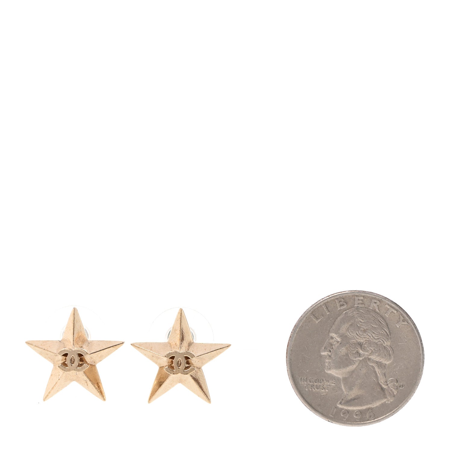 Chanel Metal CC Star Earrings Gold 2 of 4