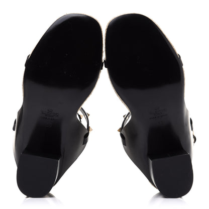 Valentino Garavani Calfskin Rockstud Ankle Strap Espadrille 10/60mm Sandals 39 Black 5 of 10