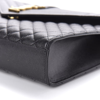Saint Laurent Grain De Poudre Textured Mixed Matelasse Large Triquilt Monogram Satchel Black 9 of 10