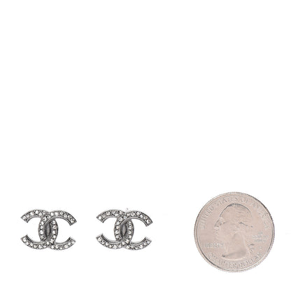 Chanel Crystal Timeless CC Earrings Silver 2 of 5