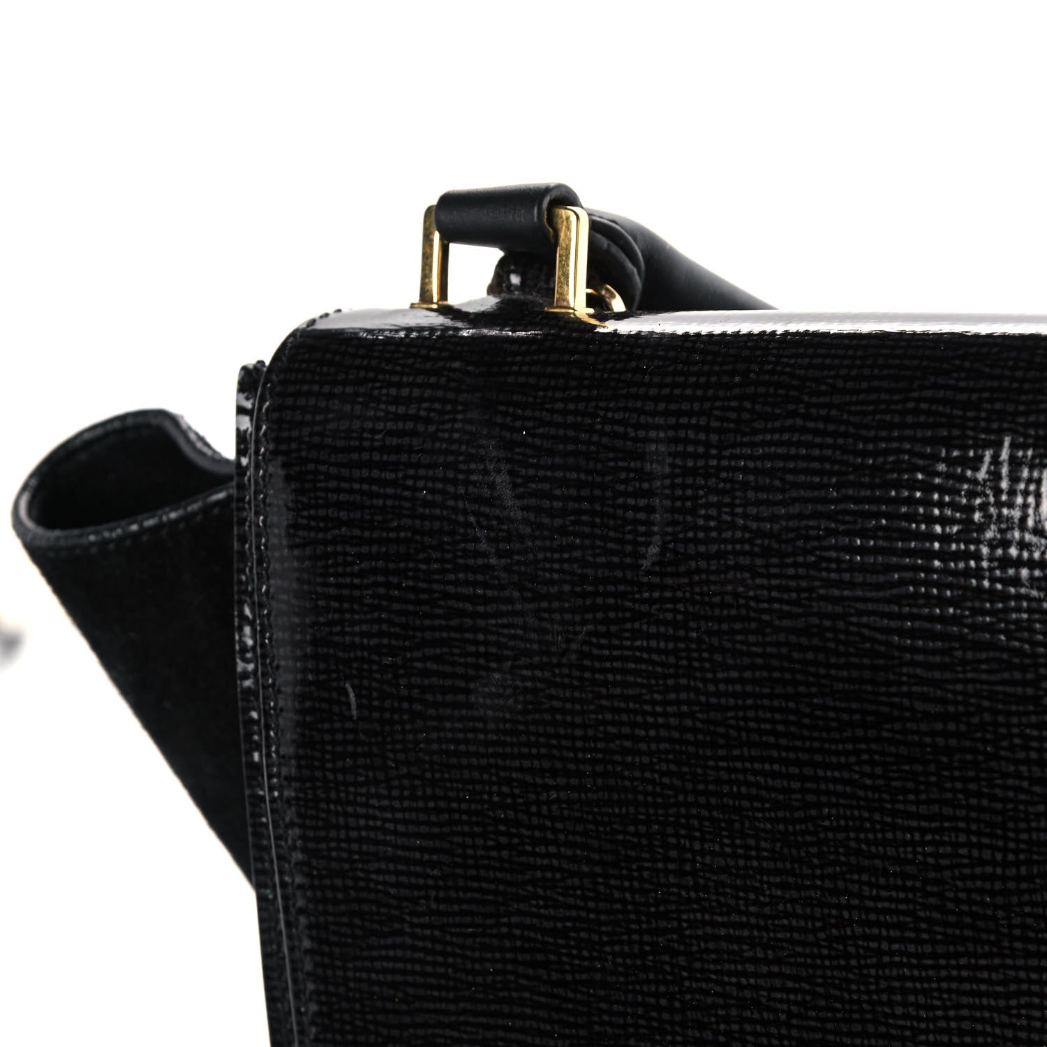 Celine Patent Suede Medium Trapeze Black 12 of 22