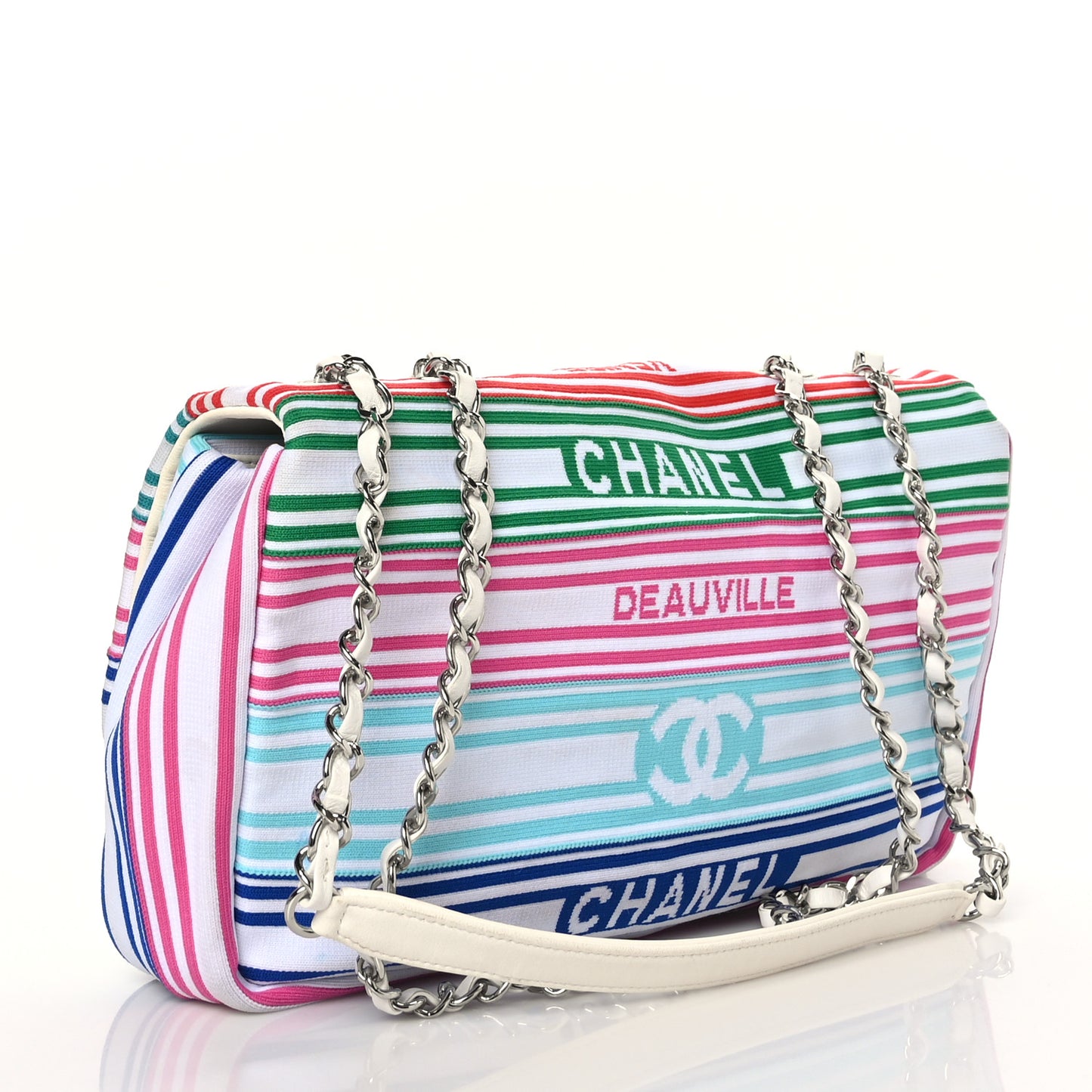 Mixed Fibers Lambskin Venise Biarritz Flap Bag Multicolor White