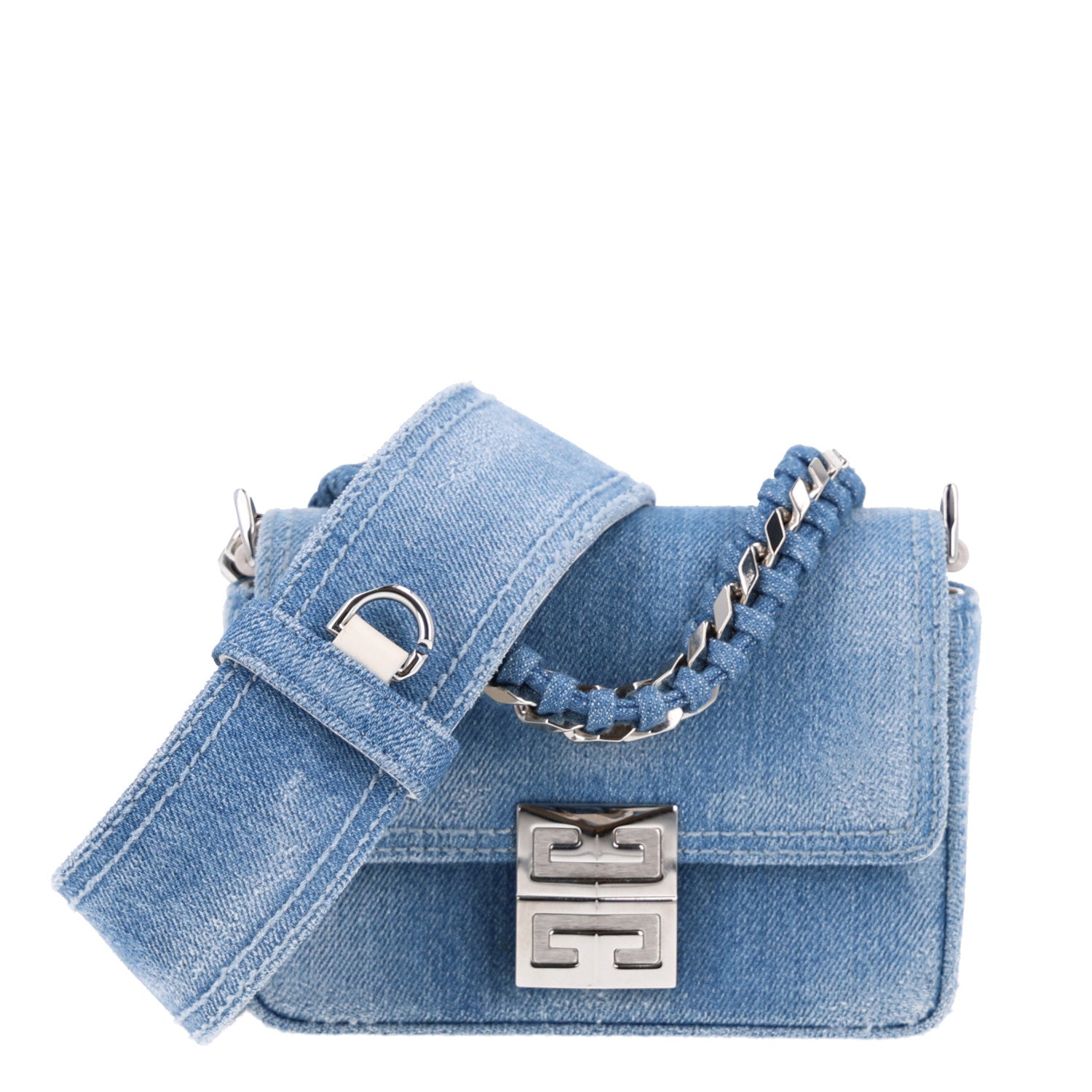 Givenchy Denim Small 4G Woven Chain Crossbody Blue 1 of 9