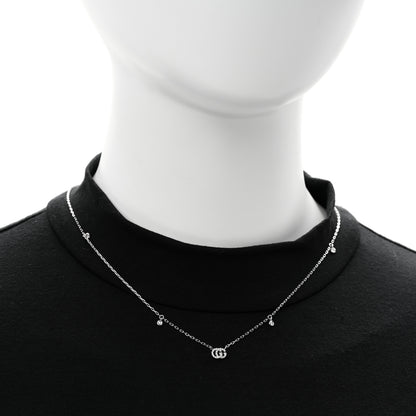 Gucci 18K White Gold Diamond Running GG Pendant Necklace 2 of 8