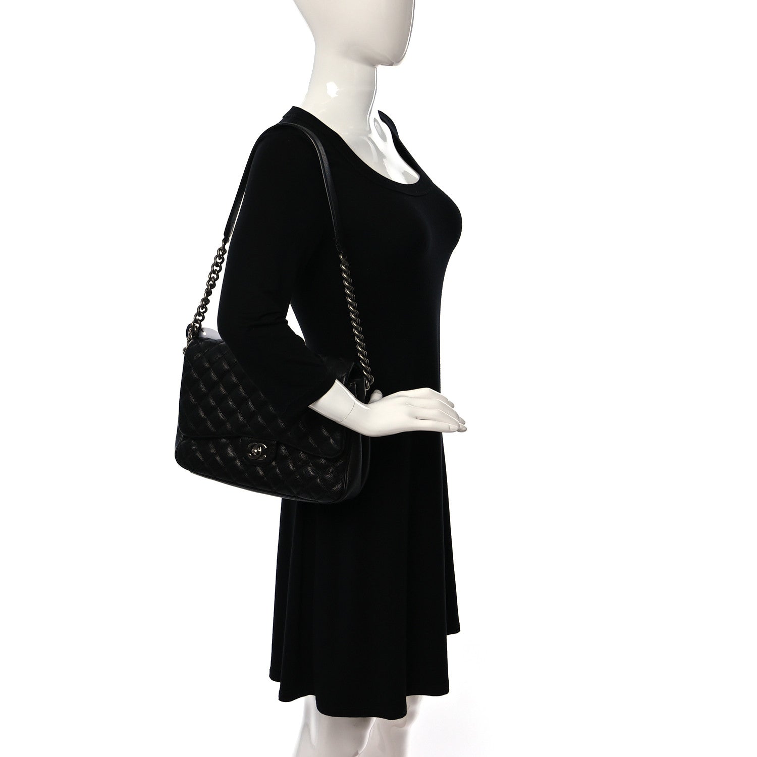 Chanel Caviar Quilted Medium Rock In Rome Single Flap Black 2 of 9