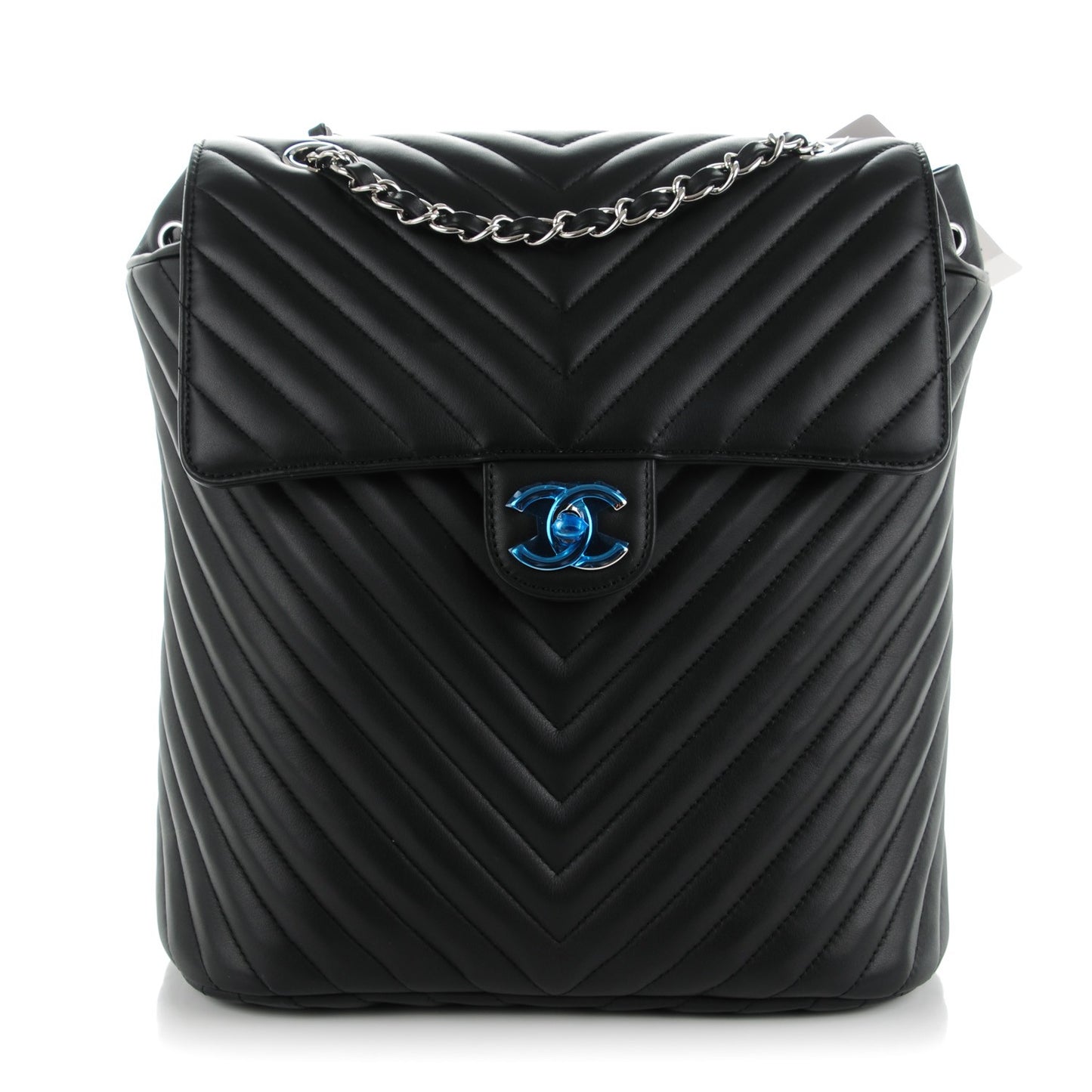 Calfskin Chevron Quilted Large Urban Spirit Backpack Black