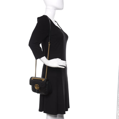 Gucci Calfskin Matelasse Mini GG Marmont Shoulder Bag Black 2 of 10