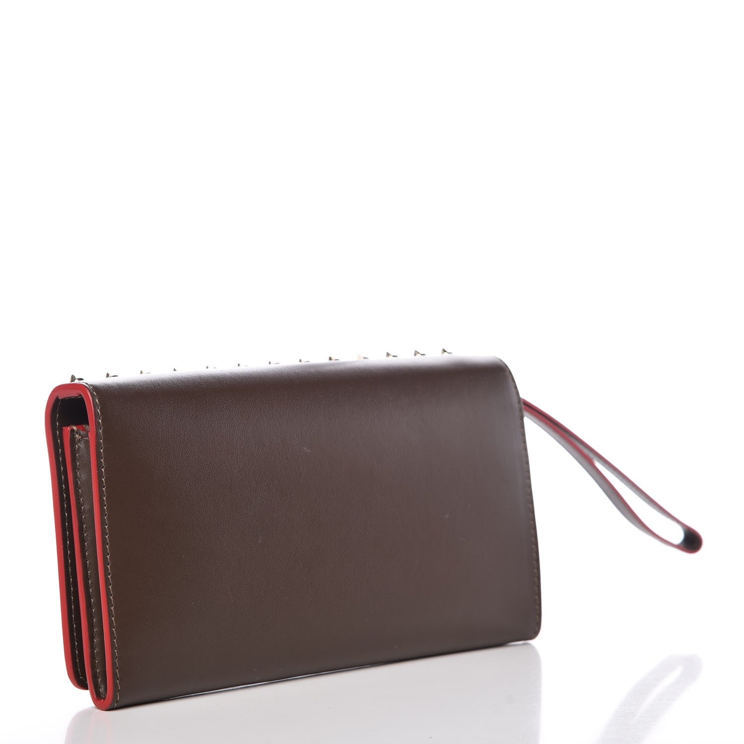Christian Louboutin Calfskin Macaron Spiked Flap Wallet Cafe 3 of 9