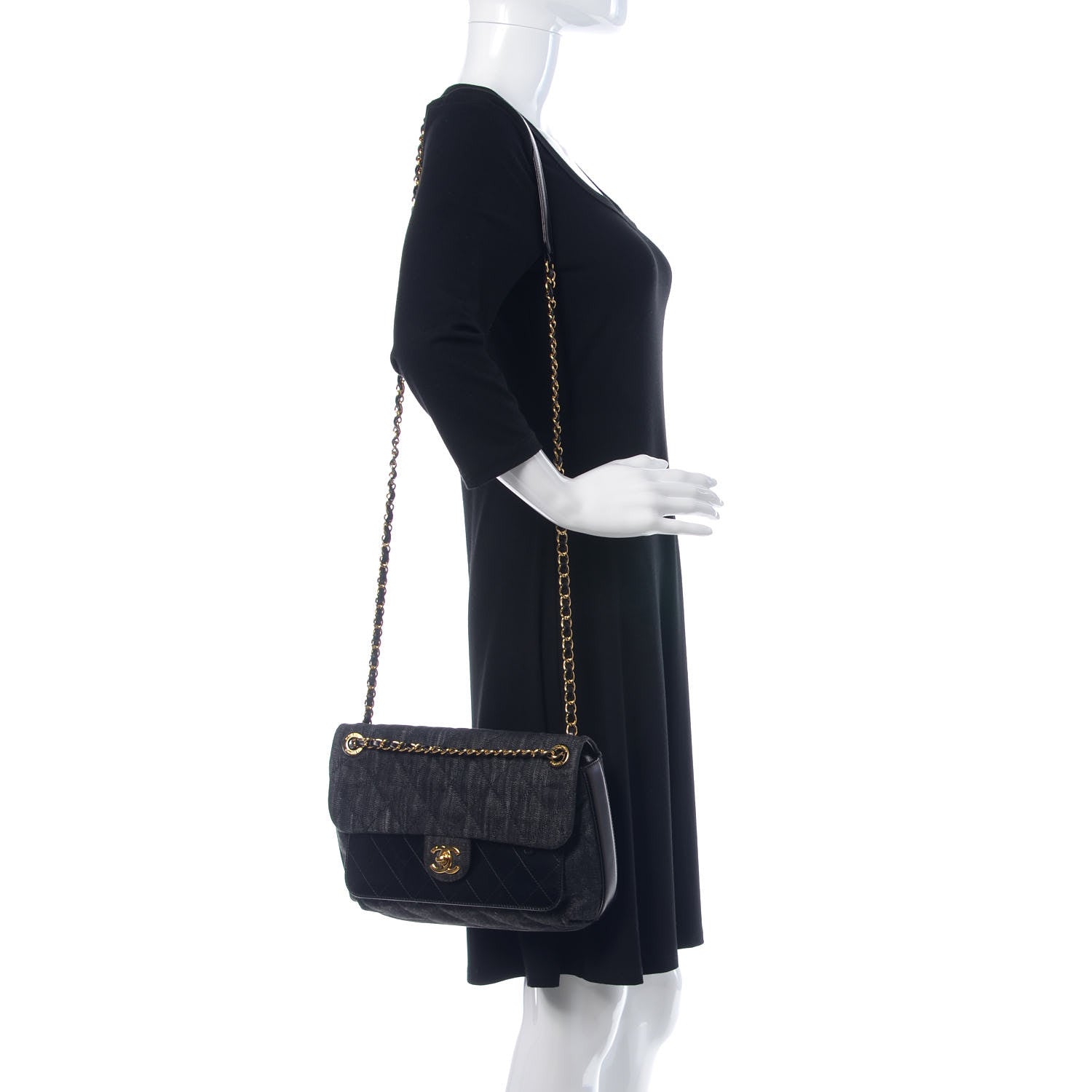 Chanel Denim Calfskin Quilted Small Flap Black 2 of 10