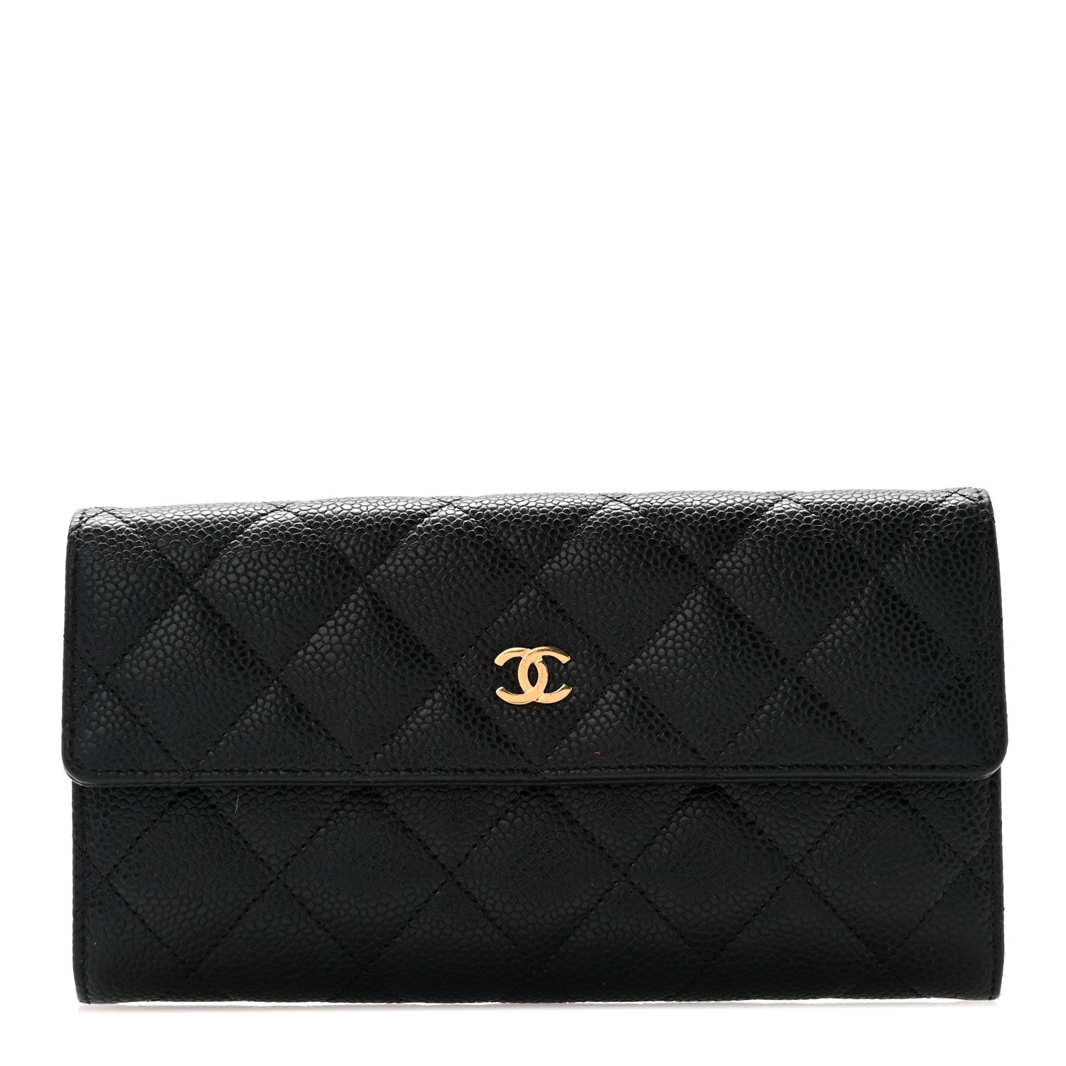 Chanel Caviar Quilted Large Gusset Flap Wallet Black 1 of 8
