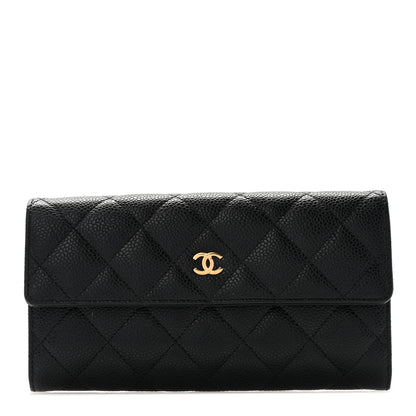 Chanel Caviar Quilted Large Gusset Flap Wallet Black 1 of 8
