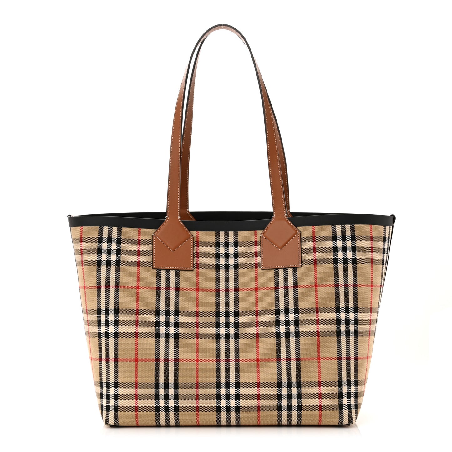 Cotton Vintage Check Medium London Tote Bag Briar Brown Black