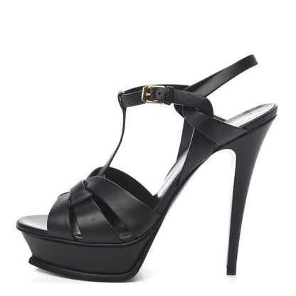 Saint Laurent Calfskin Tribute 105 Platform Sandals 42 Black 1 of 11