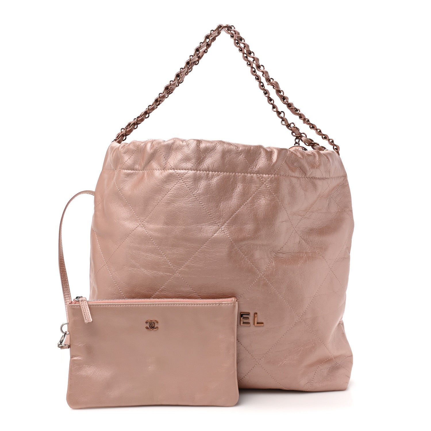 Chanel Metallic Calfskin Quilted Chanel 22 Pink 3 of 12